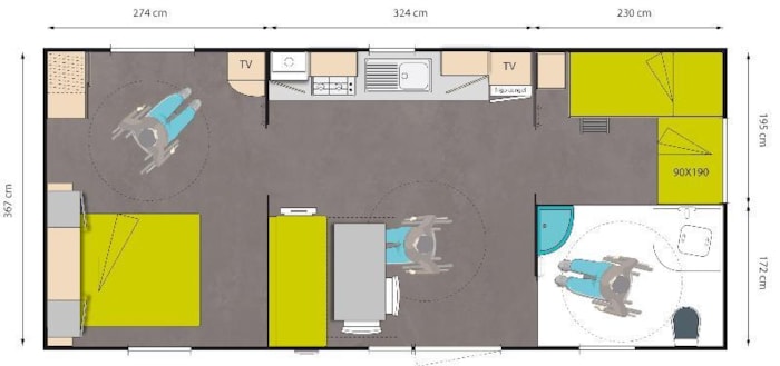 Mobil-Home Pmr Confort 27,5M² (2 Chambres) Adapté Aux Personnes À Mobilité Réduite + Tv + Clim