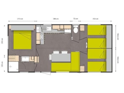 Mobile-home COMFORT 31m² (3 bedrooms) + TV + Half-covered terrace — 8