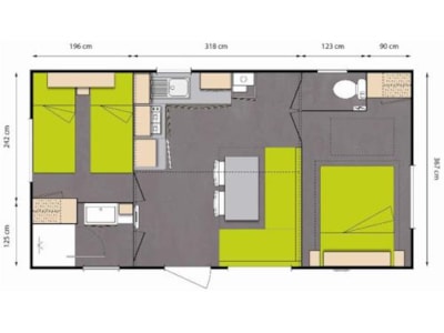 Mobil-Home COMFORT 27.5 m² (2 bedrooms) + TV + half-covered terrace — 5