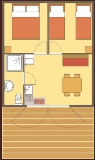 Cabane Lodge on piles Standard 34 m² (2 bedrooms) TV - sheltered terrace 11m² — 5