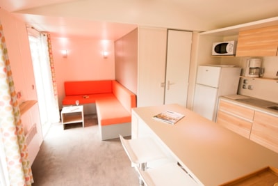 Mobile-home Bois Premium 36m² (3 bedrooms) + TV + air-conditioning + terrace