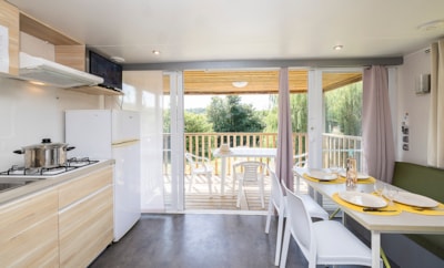 Mobile-home Bellevue Premium 24m² (2 bedrooms) + TV + air-conditioning + terrace