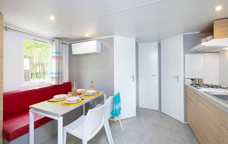 Mobilheim Premium 27m² (2 Schlafzimmer ) + TV + Klimaanlage + Terrasse