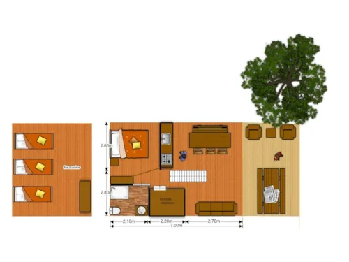 Accommodation - Lodge Woody Nr 6, 7, 11, 63, 64, 65 - - image n°10 - Camping L'Hirondelle France *****