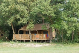 Mietunterkunft - Lodge Safari Premium (Aussicht Felder) Nr 53, 58, 59, 70, 73 - - Camping L'Hirondelle