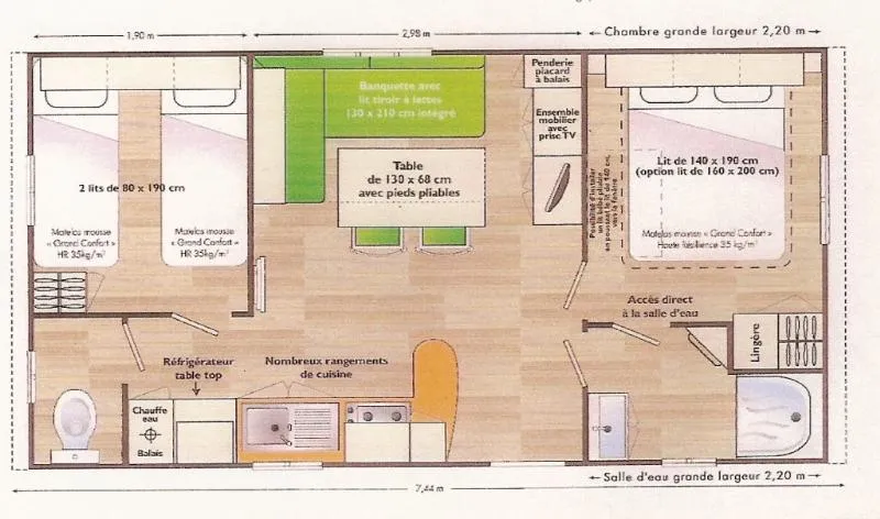Mobilhome Irm Super Mercure 28M² - 2 Chambres + Terrasse
