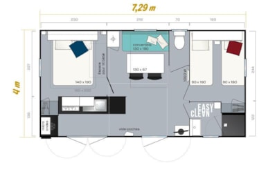 Mobile Home IRM 28 m² - 2 bedrooms - covered terrace - nice colour outside