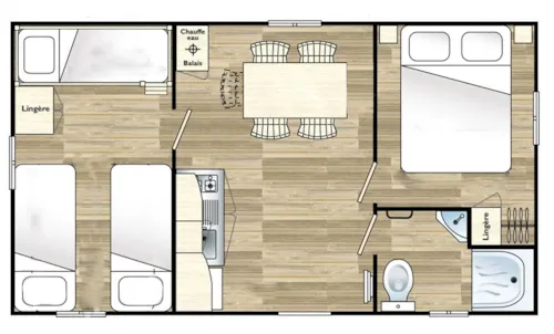 Mietunterkunft - Komfort Cottage  Murette 2 Ch. - image n°7 - Camping La Marette Sites & Paysages