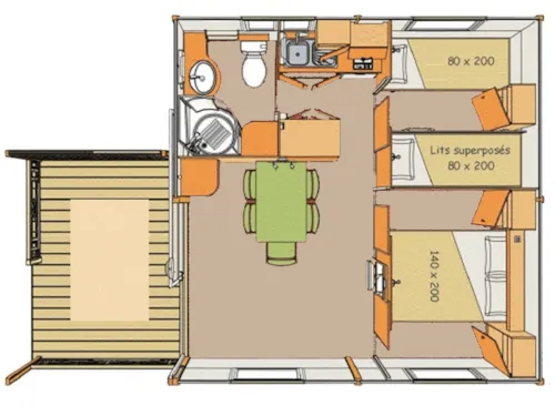 Mietunterkunft - Komfort Chalet Douglas 2 Ch. - image n°9 - Camping La Marette Sites & Paysages