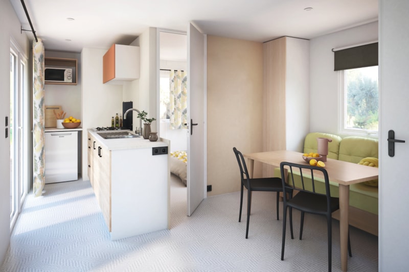 Mobilheim 4 Confort Plus - 25m² - 2 Zimmer + halbüberdachte Terrasse