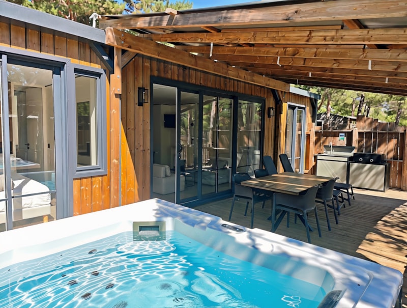 Mobilheim Ciela Exception SPA – 2 Schlafzimmer davon 1 Master Suite, Bettwäsche, Handtücher und BBQ