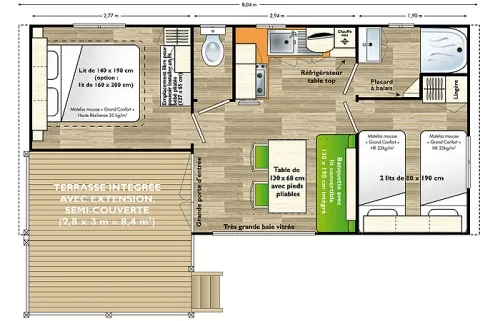 Mobil-Home S Corvette 27 M² (2010-2013) + Terrasse Semi Couverte