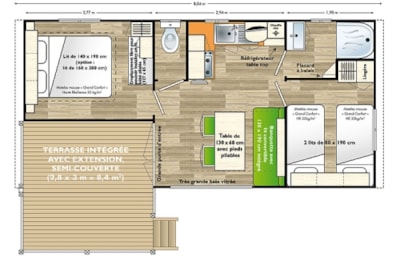 Mobil-home CORVETTE 27 m² (2010-2014) + Half-covered terrace 8m² — 8