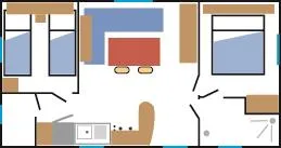 Huuraccommodatie(s) - Mobilhome - 2 Slaapkamers : 1 Slaapkamer Met Tweepersoonsbed, 1 Slaapkamer 2 Eenpersoonsbedden - image n°3 - Camping Le Colombier
