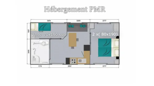 Location - Mobile-Home Vacances - Pmr – Adapté Pour Personnes À Mobilité Réduite - image n°6 - Camping Municipal La Grange du Pin