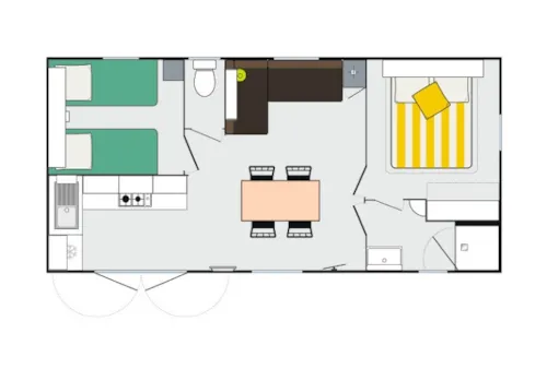 Mietunterkunft - Cottage Confort 30M² - 2 Schlafzimmer - (Maximal 4 Erwachsene) - - image n°2 - Camping Domaine de Mépillat