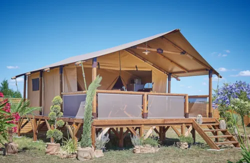 Mietunterkunft - Zelt Lodge Safari 35M² - 2 Schlafzimmer - - image n°1 - Camping Domaine de Mépillat