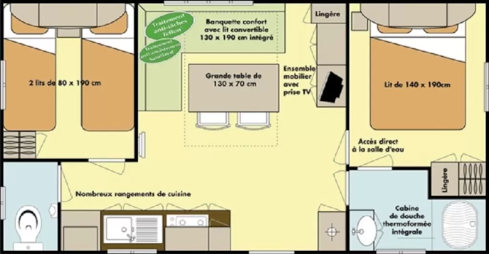 Mobil-Home Classique 28M² - 2 Chambres + Tv - (4 Adultes Maximum) -