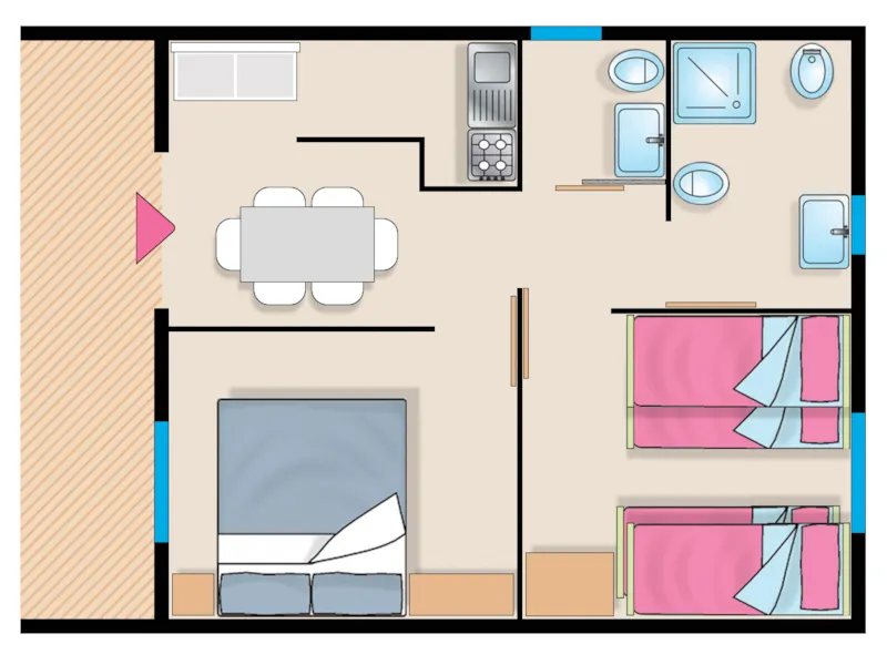 Bungalow 'De Luxe Plus ' - 40M² - 2 Chambres