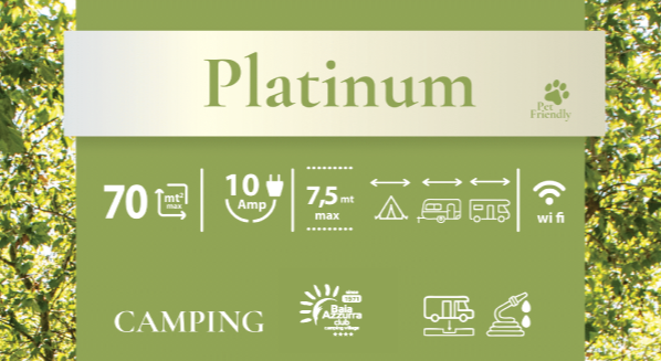Piazzola Platinum: roulotte o camper + raccordo all'acqua corrente / scarico + colonnina elettricità 10A
