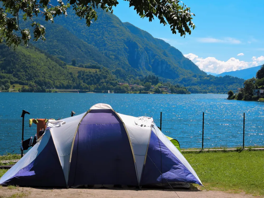 Pitch 63-75m² BLUE big at the lake : 1 car + tent , caravan or camping-car + electricity 6A