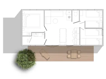Mietunterkunft - Cottage Esprit Nature 3 Chambres - Camping Le Paradis