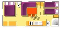 Huuraccommodatie(s) - Stacaravan 'L'ardechoise' (28M² Met Terras) 4 Pers + 1 Car. Air-Conditionning. Pets Not Allowed. - image n°4 - Camping Le Castelet
