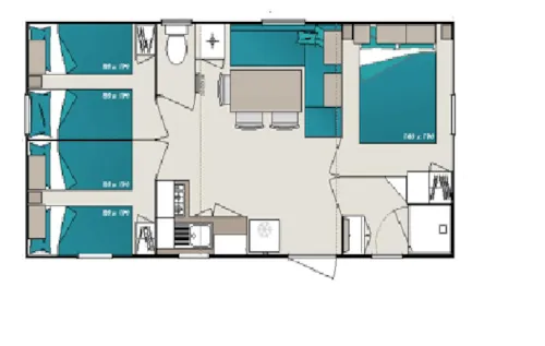 Location - Le Family ( 34M² ~ Avec Terrasse)  Année 2016 Climatisation 6 Pers, 1 Voiture  Animaux Non Admis - image n°5 - Camping Le Castelet