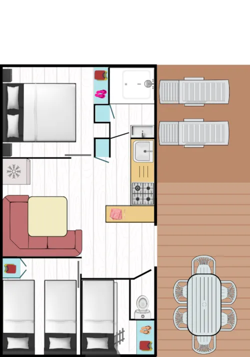 Mietunterkunft - Cottage Lousiane Zen - 3 Schlafzimmer - image n°3 - Camping Des 3 Lacs du Soleil