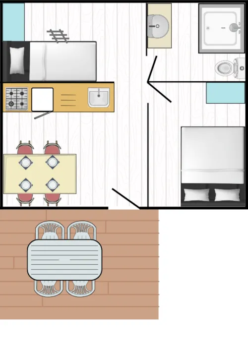 Mietunterkunft - Hütte Pecheurs - 2 Schlafzimmer - image n°7 - Camping Des 3 Lacs du Soleil