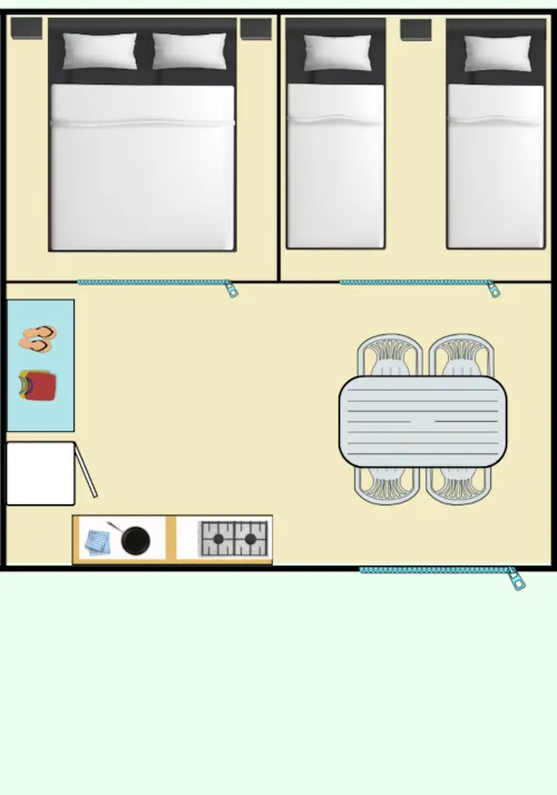 Mietunterkunft - Ausgestatteter Bungalow In Tuch Trigano - 2 Zimmer (Ohne Sanitäranlagen) - image n°4 - Camping Des 3 Lacs du Soleil