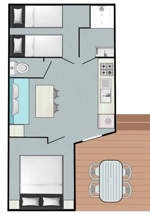 Location - Mobil-Home Loggia - image n°4 - Camping Des 3 Lacs du Soleil
