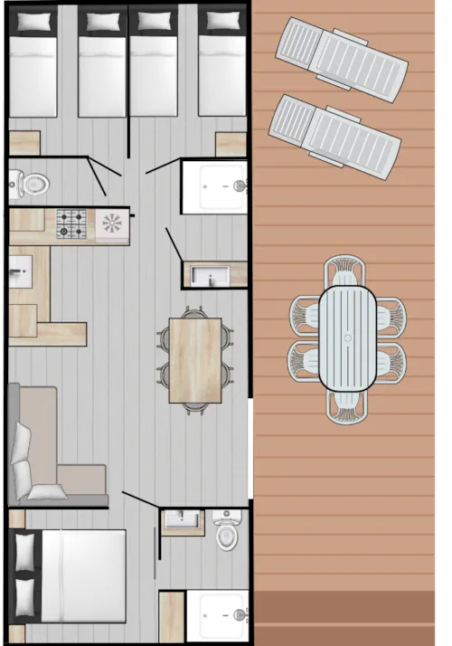 Huuraccommodatie(s) - Mobil-Home Lodge - image n°5 - Camping Des 3 Lacs du Soleil