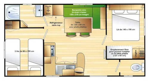 Accommodation - Mobile Home Super Mercure Avec Terrasse - image n°6 - CAMPING LES CHATAIGNIERS