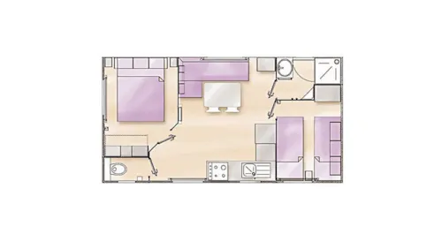 Accommodation - Mobile Home Oceane Avec Climatiseur,Terrasse Couverte - image n°7 - CAMPING LES CHATAIGNIERS