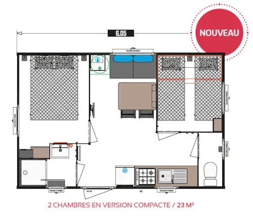 Accommodation - Mobil Home Bikini - image n°6 - CAMPING LES CHATAIGNIERS