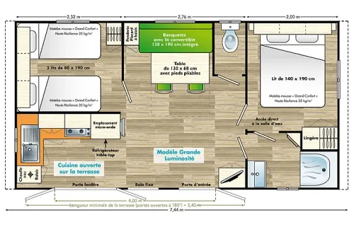 Accommodation - Mobilhome Luxe 2 Bedrooms With Airconditioning Arrival On Saturday (In High Season) - image n°10 - Camping des Gorges