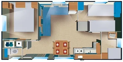Huuraccommodatie(s) - Stacaravan Comfort 2 Slaapkamers Met Airconditioning Sunday Till Sunday (In High Season) - image n°9 - Camping des Gorges