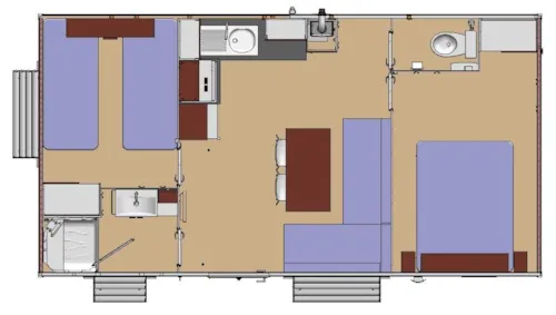 Accommodation - Mobile Home Confort 27M² 2 Bedrooms With Covered Terrace + Clim - No Tv - image n°3 - Camping Le Château