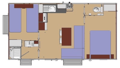 Mobile Home Confort 27m² 2 bedrooms with covered terrace + clim - no tv
