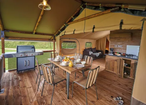 Accommodation - Lodge Kenya Vintage Confort 46M² - 2 Bedrooms + Sheltered Terrace - image n°2 - Camping Le Château