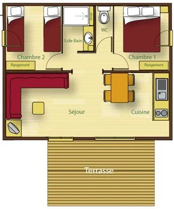 Accommodation - Chalet Premium 35M² 2 Bedrooms With Covered Terrace + Air Conditionning + Tv + Dishwasher - image n°8 - Camping Le Château