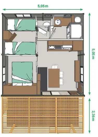Accommodation - Cottage Morea Confort 25M²  2 Bedrooms+ Sheltered Terrace + Clim - image n°9 - Camping Le Château