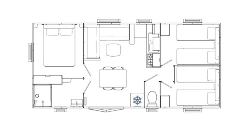 Accommodation - Premium 3-Bedroom Cottage - 35 M² + Tv + Dishwasher + Air Conditioning + Griddle + Xl Terrace - image n°9 - Camping Le Château