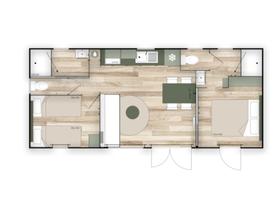NEW COTTAGE Premium 2 bedrooms 2 bathrooms 35 m2 +TV + Dishwasher + air conditioning + plancha + XL terrace