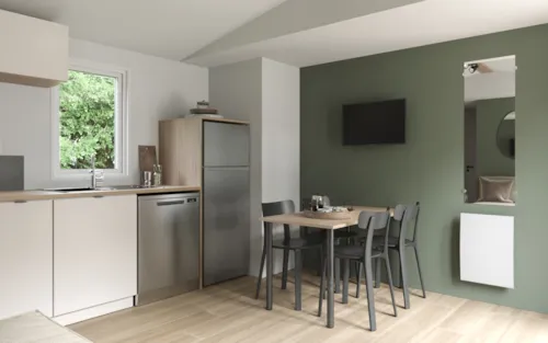 Accommodation - New Cottage Premium 2 Bedrooms 2 Bathrooms 35 M2 +Tv + Dishwasher + Air Conditioning + Plancha + Xl Terrace - image n°5 - Camping Le Château