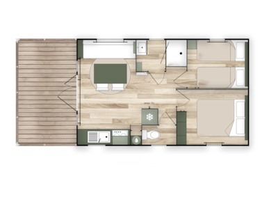 COTTAGE Premium 29m² 2 bedrooms + TV + Dishwasher + air conditioning + plancha + terrace