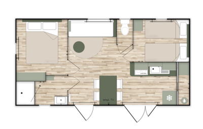 COTTAGE Premium 29m² 2 bedrooms + TV + Dishwasher + air conditioning + plancha + terrace
