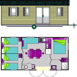 32m² Espace , 3 bedrooms, 11m² covered terrace + TV + air conditioning