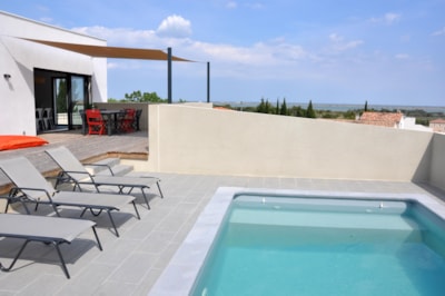 CASA PALMA villa with private pool, view of La Palme pond - 4 bedrooms - large wooden terrace